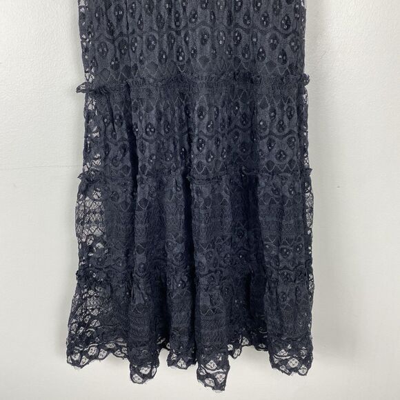 Black Lace Dress Sz Small Fairy Dark Cottagecore Victorian Sexy Goth Max Studio - Picture 3 of 9